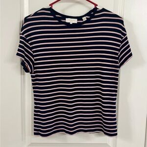 Ted Baker Women's Navy and Pink Striped Tee